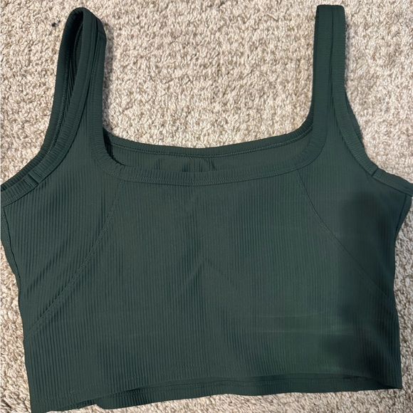 Dark Green Ribbed Tank Top - Picture 2 of 2